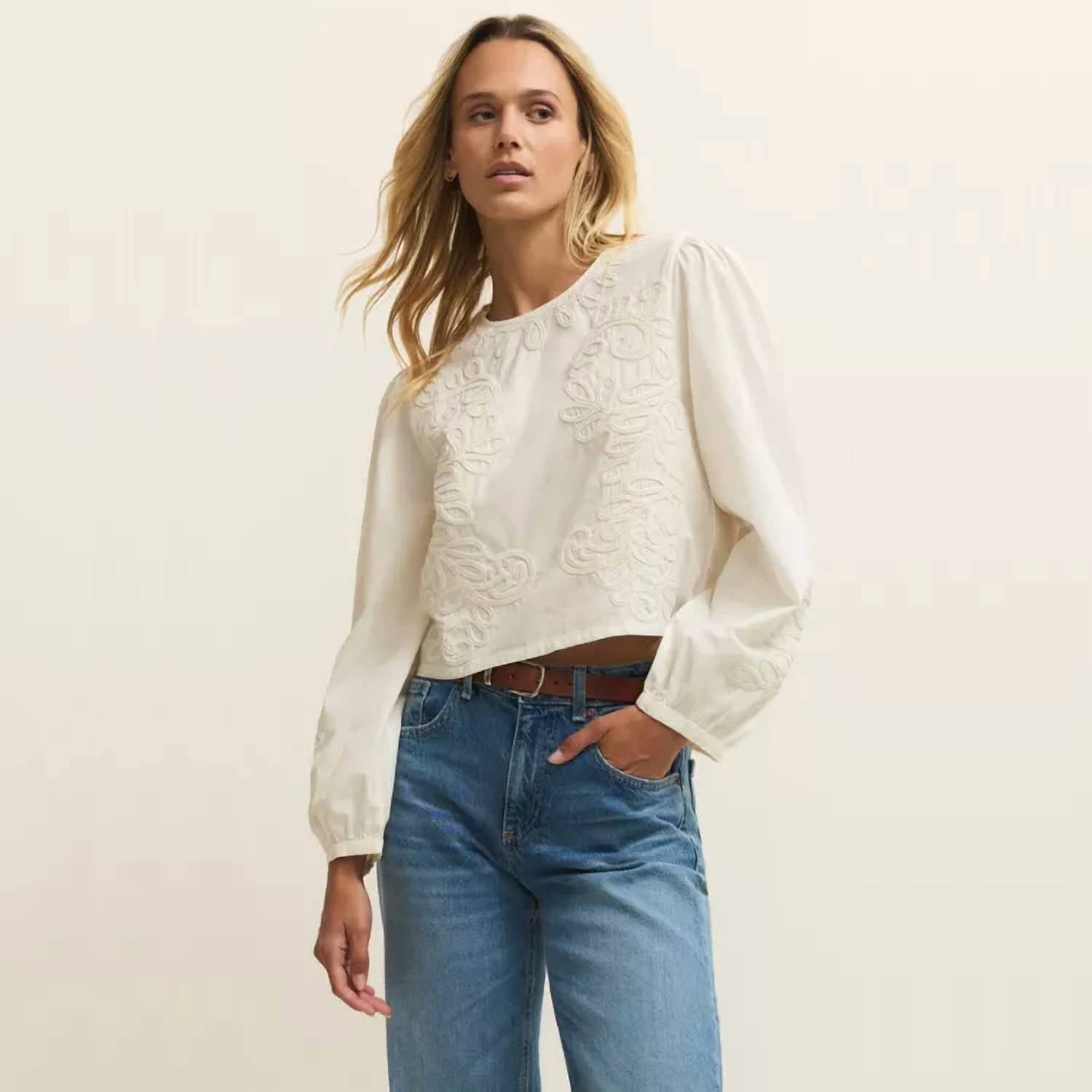 Z Supply - Tatiana Embroidered Cropped Top