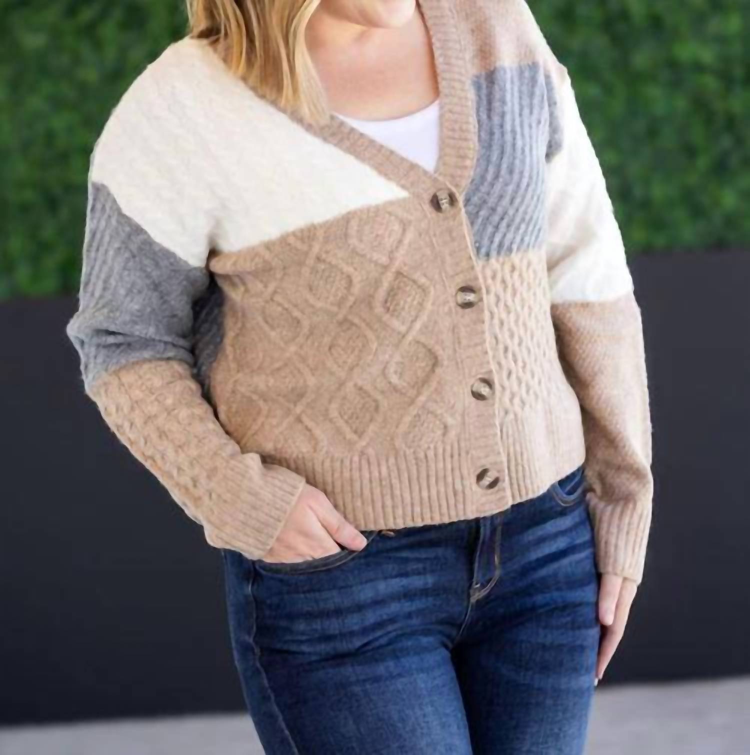 Michelle Mae - Colorblock Cozy Knit Cardigan