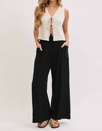 Sweet Lovely By Jen - Wide Leg Drawstring Pants With Pockets