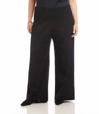 Karen Kane Contrast Piped Wide-leg Pants - Plus in black - women's pants