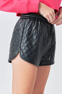 Grey Lab - Faux Leather Diamond Stitch Shorts