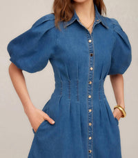 Fifteen Twenty Esme Midi Shirtdress in denim - women's dress - view 4