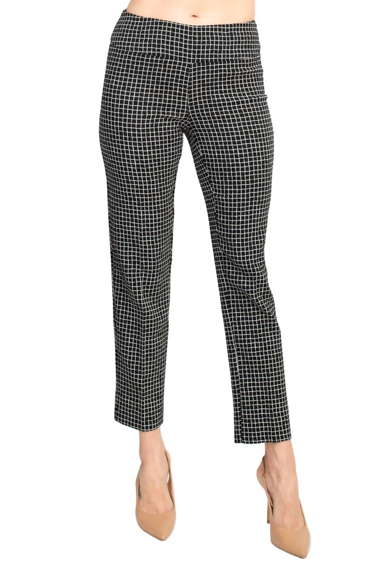 Zac & Rachel - Irregular Mini Square Print Fitted Pants