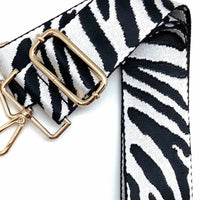 Cthru Women's Tiger Print Adjustable Crossbody Bag Strap in black and white - women's item - detail view