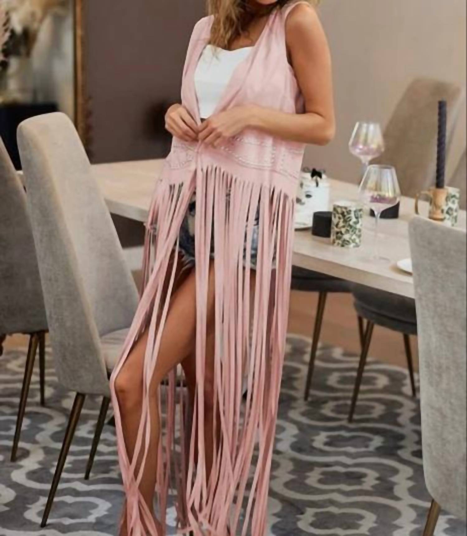 Bibi - Long Fringe Vest