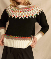 En Creme - Fern & Feather Pattern Knit Sweater