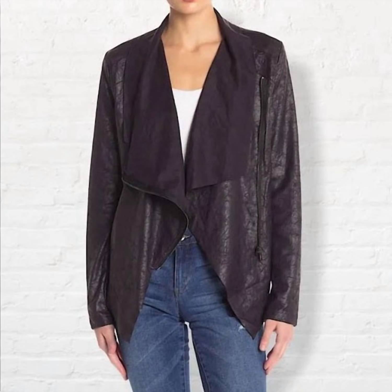 Vigoss Crackled Suede Moto Jacket in black - women's jacket