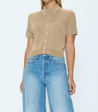 PISTOLA Lucca Short Sleeve Polo in wheat 1 - women's t-shirt