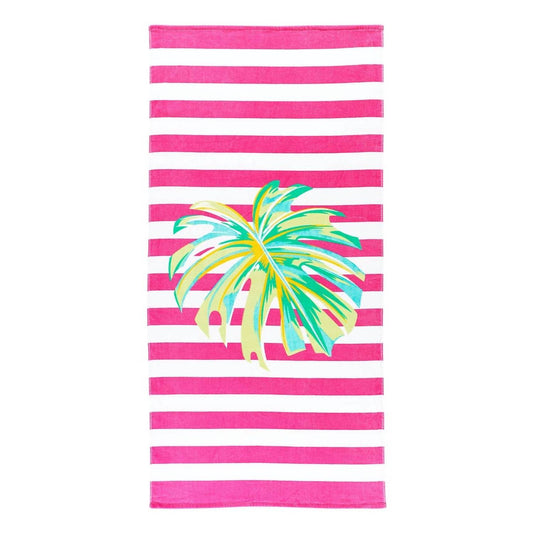 Viv & Lou - Tropical Palm Stripe Cotton Beach Towel
