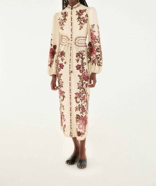 Farm Rio - Renata Floral Long Sleeve Midi Dress