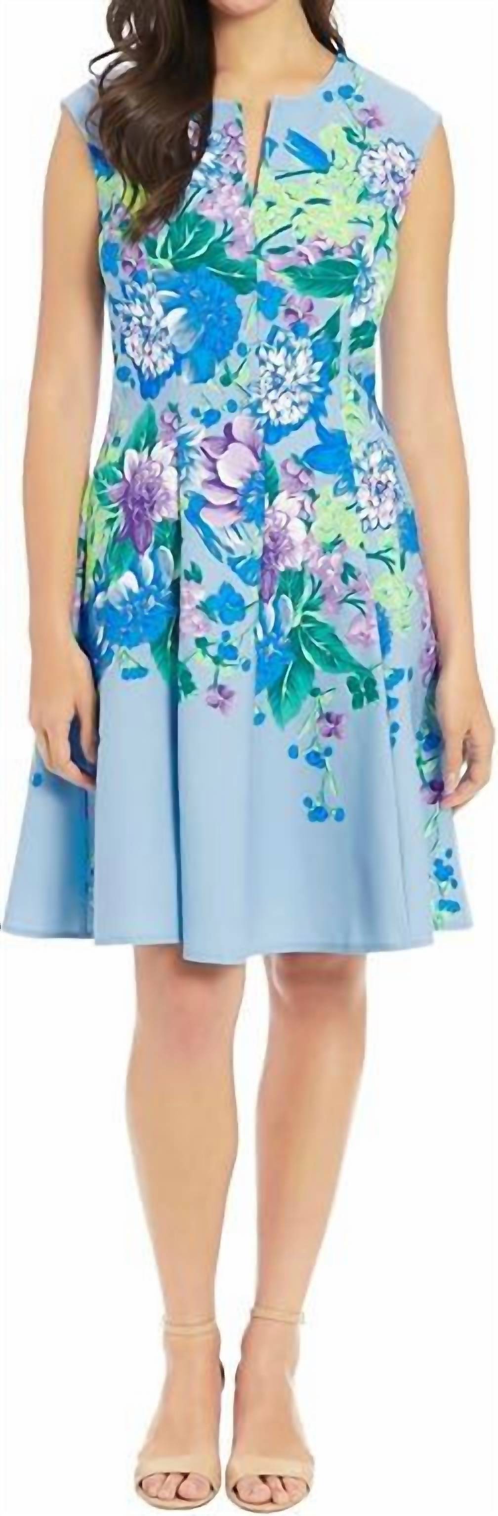London Times - Cap Sleeve Floral Midi Dress - Plus