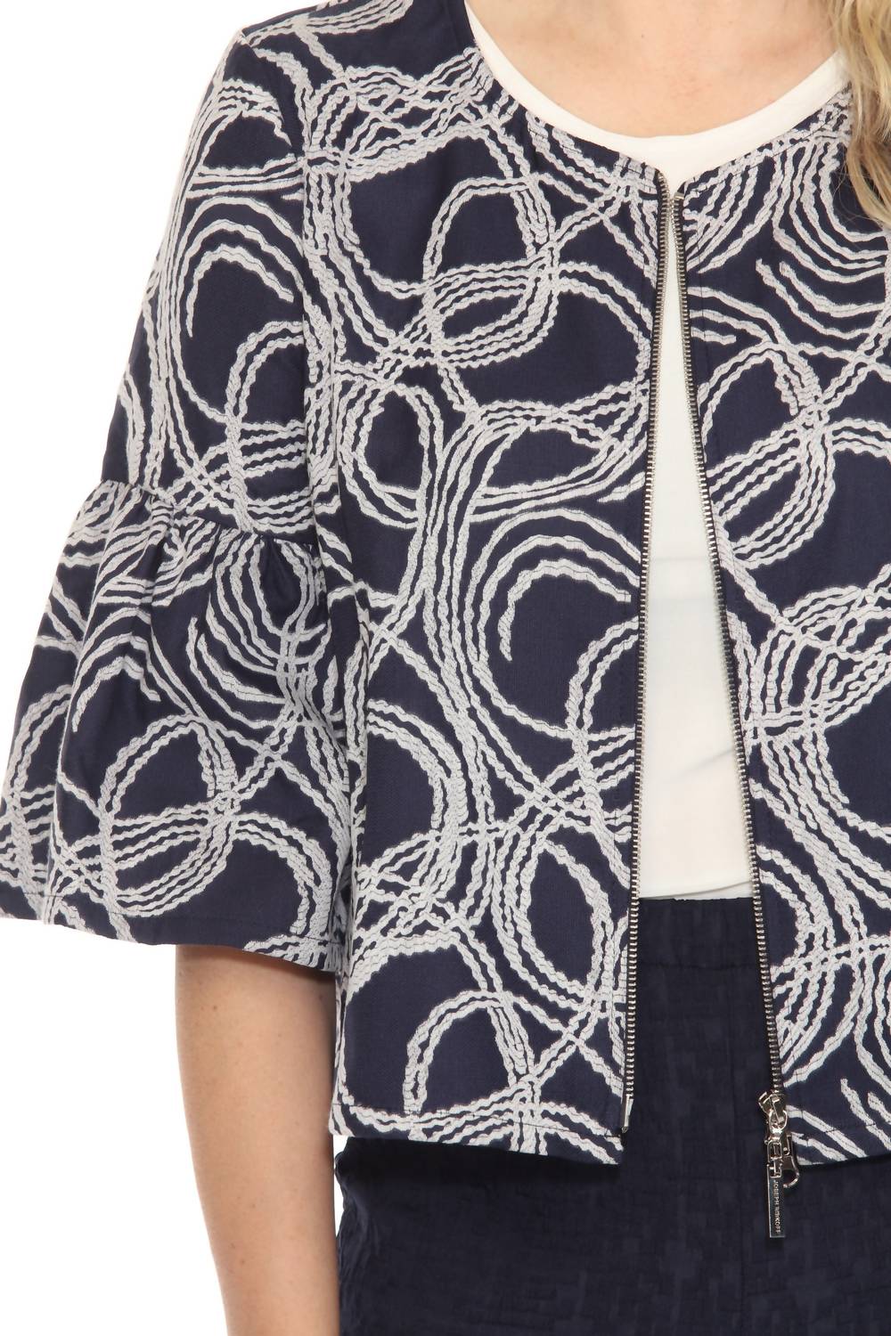 Joseph Ribkoff - Abstract Jacquard Zip Front Jacket