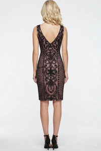 Sue Wong - Sleeveless Embroidered Swirl Party Dress
