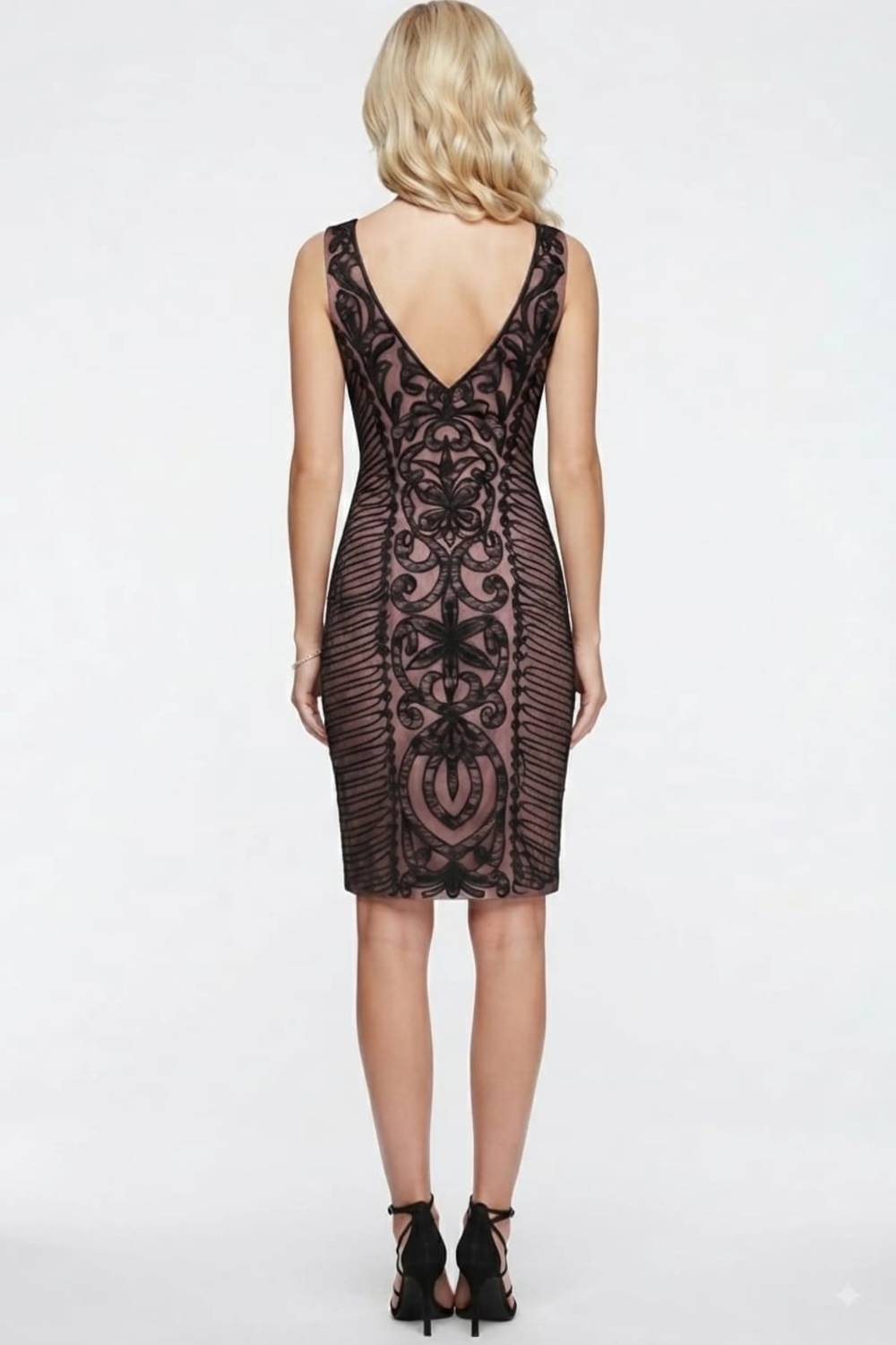 Sue Wong - Sleeveless Embroidered Swirl Party Dress