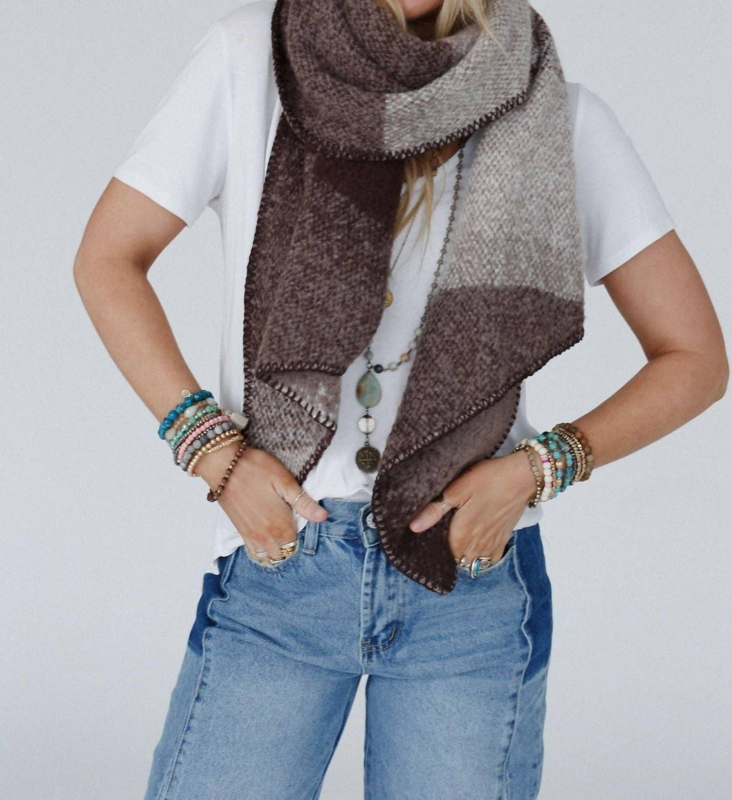 three bird nest Women's Autumn Days Scarf in multi - women's scarf - detail view