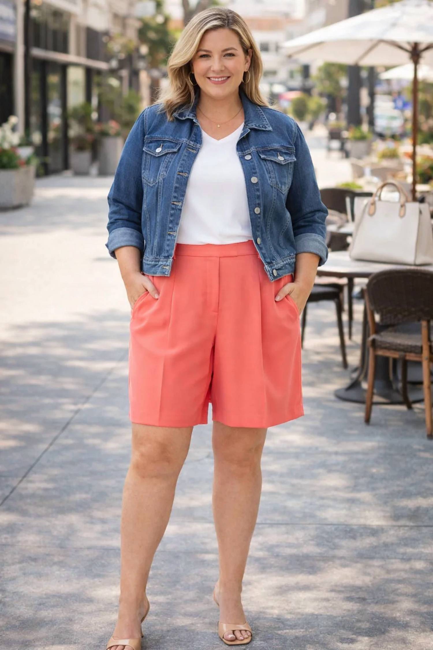 Cece - High Waisted Pleated Dress Bermuda Shorts