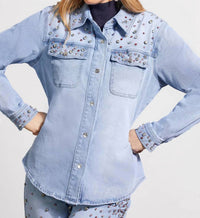 Tribal - Devri Denim Shirt With Rhinestone Details