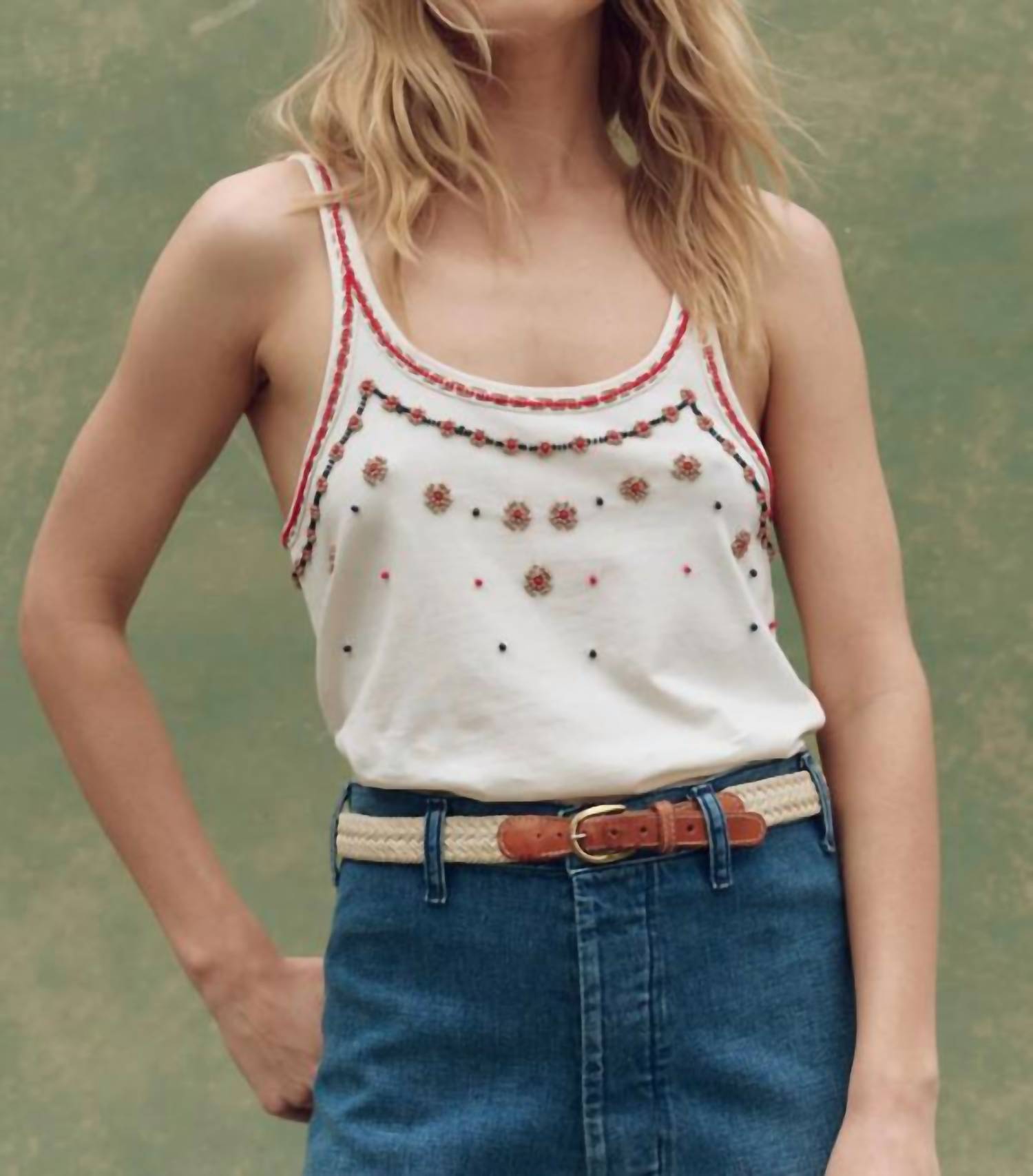 The Great. - Beaded Slim Tank Top