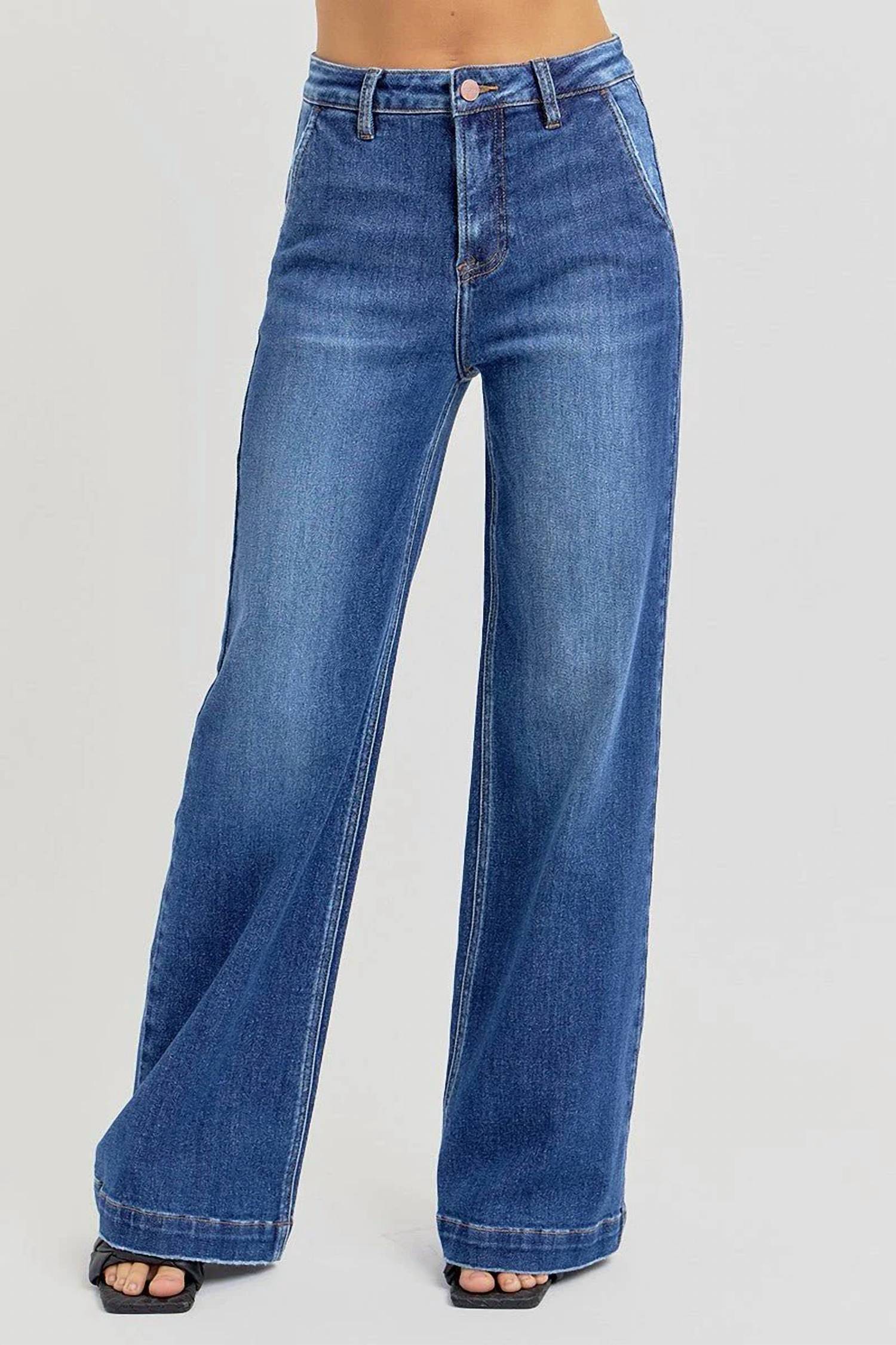Risen - High-rise Wide-leg Slanted Pocket Western Jeans