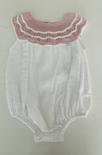 Juliana - Girl's Knit Neckline Swiss Dot Onesie
