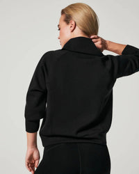 Spanx Women's Airessentials Half Zip Top in black - women's long sleeve top - alternate view