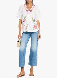 Johnny Was - MAUREEN LINEN V-NECK BLOUSE