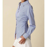 Olivaceous - Aisha Striped Cinched Waist Shirt