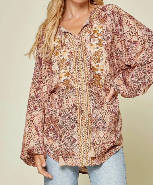 Andree By Unit - Embroidered Peasant Top