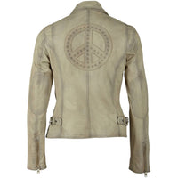 MAURITIUS Women's Maysie Rf Leather Jacket in off white - women's jacket - detail view