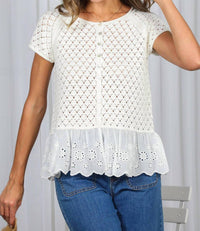 Vine & Love - Eyelet Lace Crochet Sweater Top