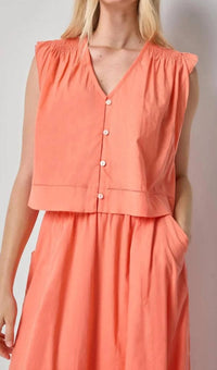 Lilla P - Smocked Shoulder V-neck Top