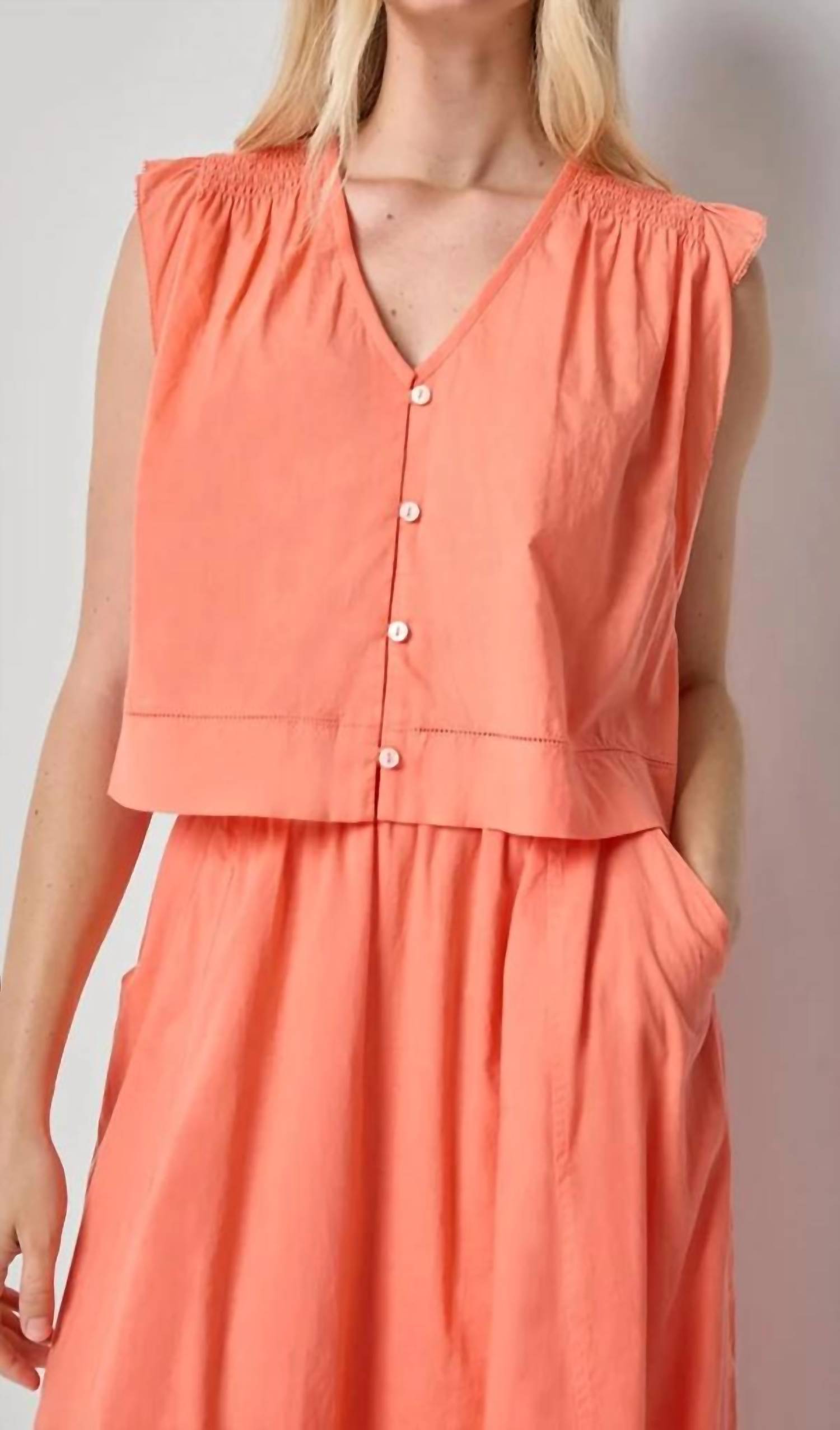 Lilla P - Smocked Shoulder V-neck Top