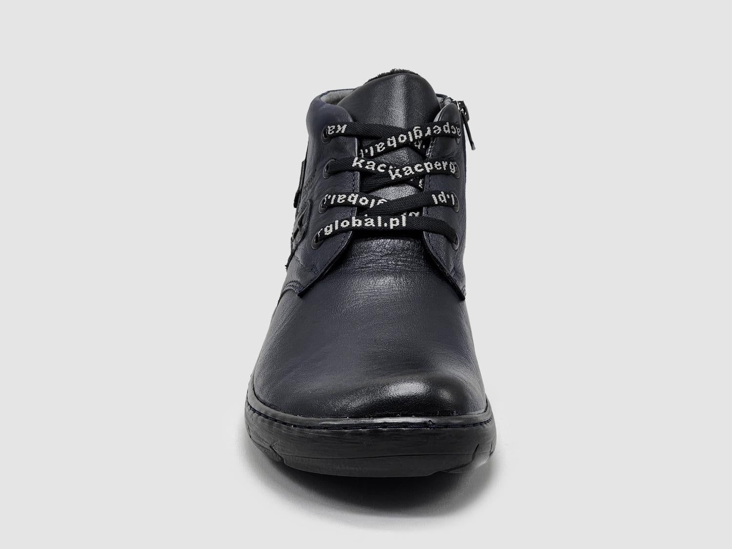 Kcr Group - Men's Original Thick-wool Lined Zip-up Leather Boots