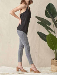 Doe And Rae - Rib Asymmetric Hem Halter Wrap Tank Top