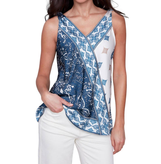 Charlie B - Double V-Neck Print Top