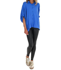 Day + Moon - Women's Fingers Crossed Oversized Button Down Top