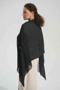 Joseph Ribkoff - Chiffon Rectangular Scarf With Rhinestones And Pearls