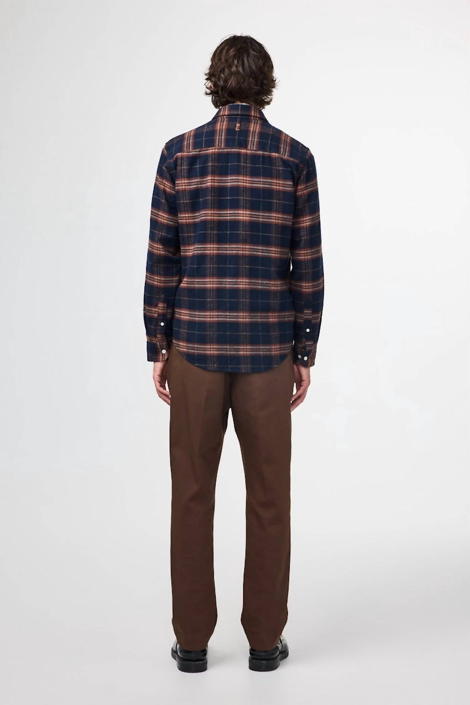 NN07 Arne Long Sleeve Shirt in wine check - men's long sleeve top - detail view