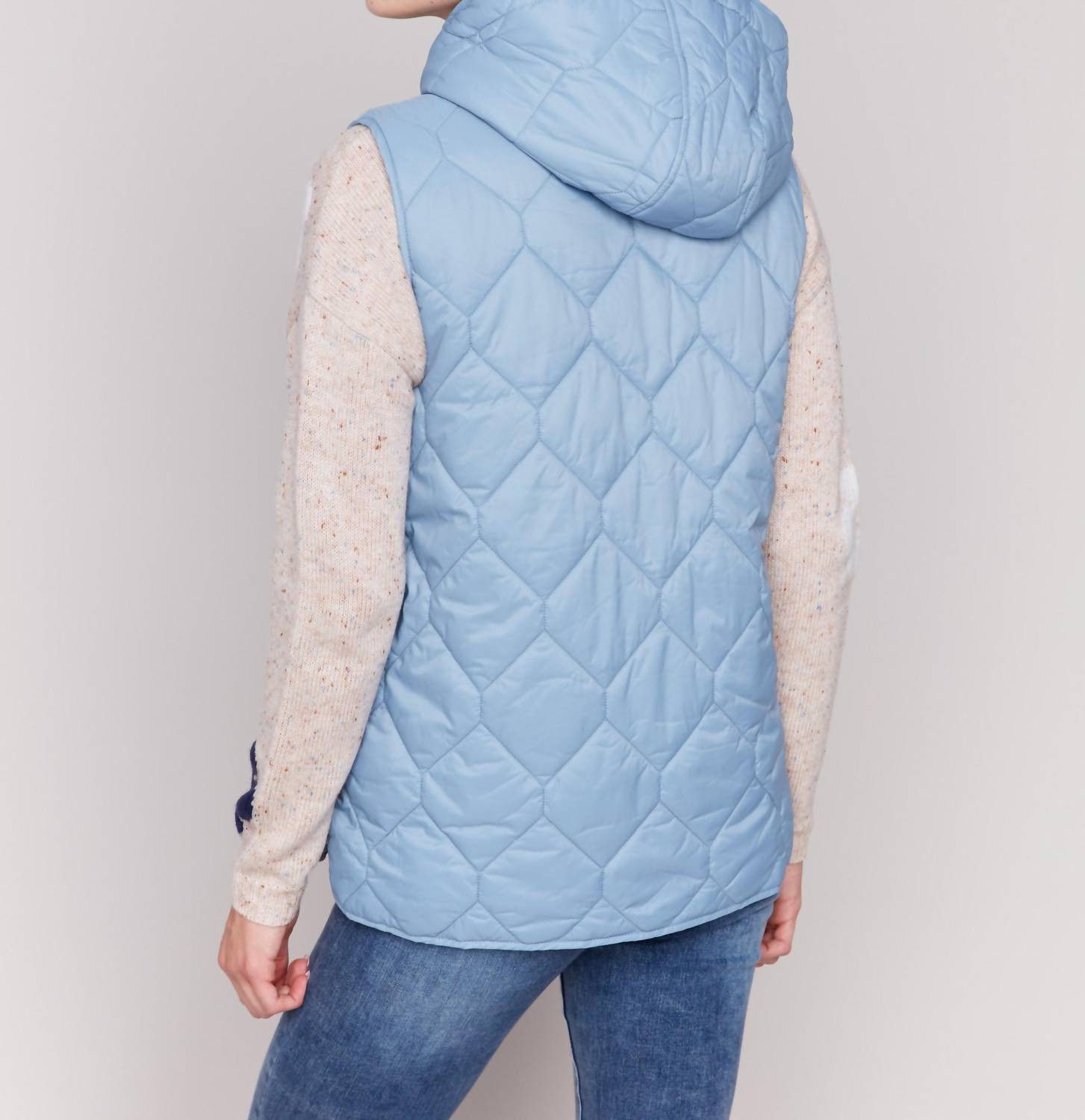 Charlie B - Short Quilted Puffer Vest with Hood