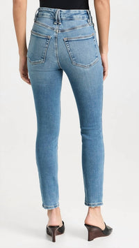 GOOD AMERICAN Good Legs Crop Partial Exposed Button Fly Jeans in indigo564 - women's jeans - detail view