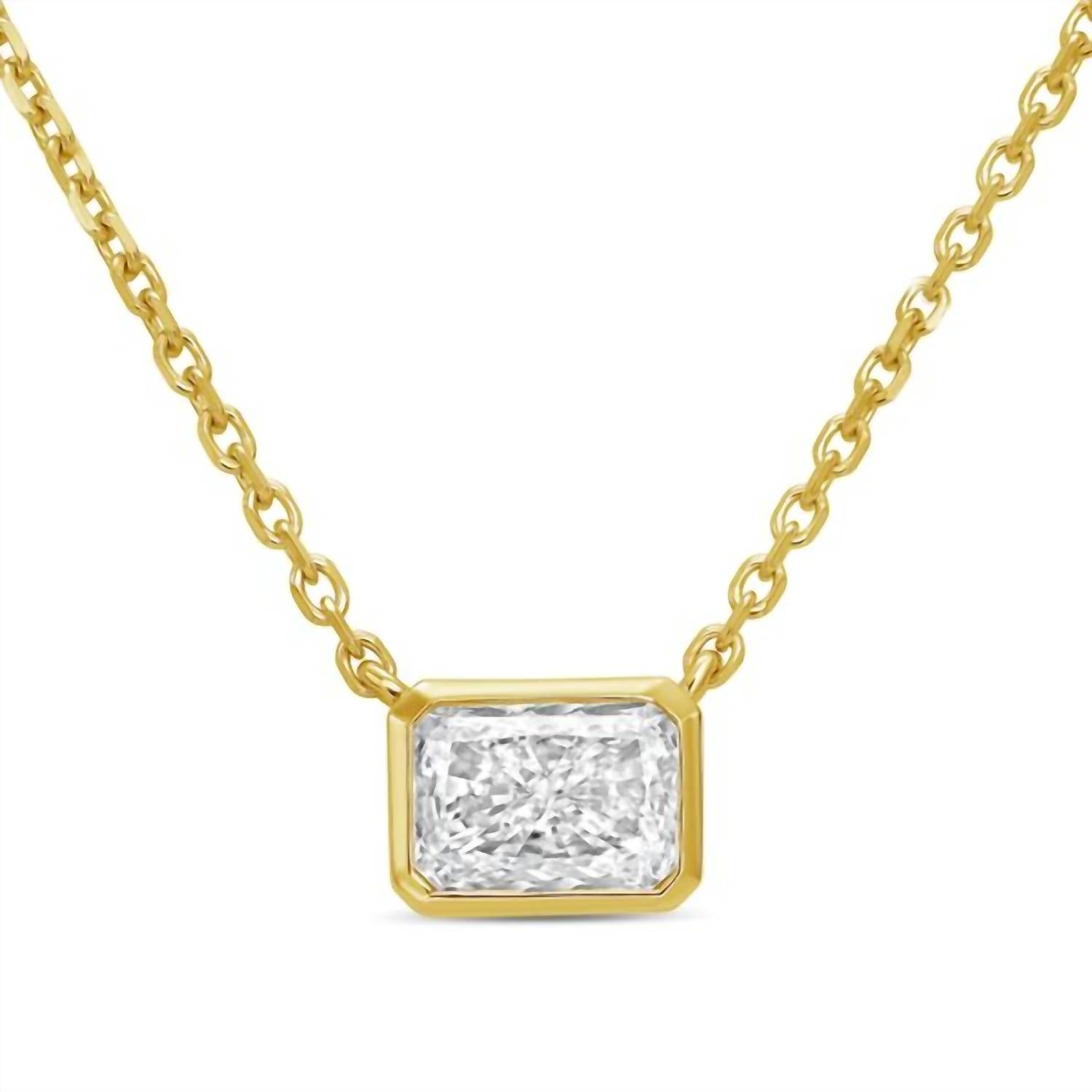 Diana M Jewels - Women's Bold 10 Carat Lab-Grown Diamond Radiant Bezel Necklace