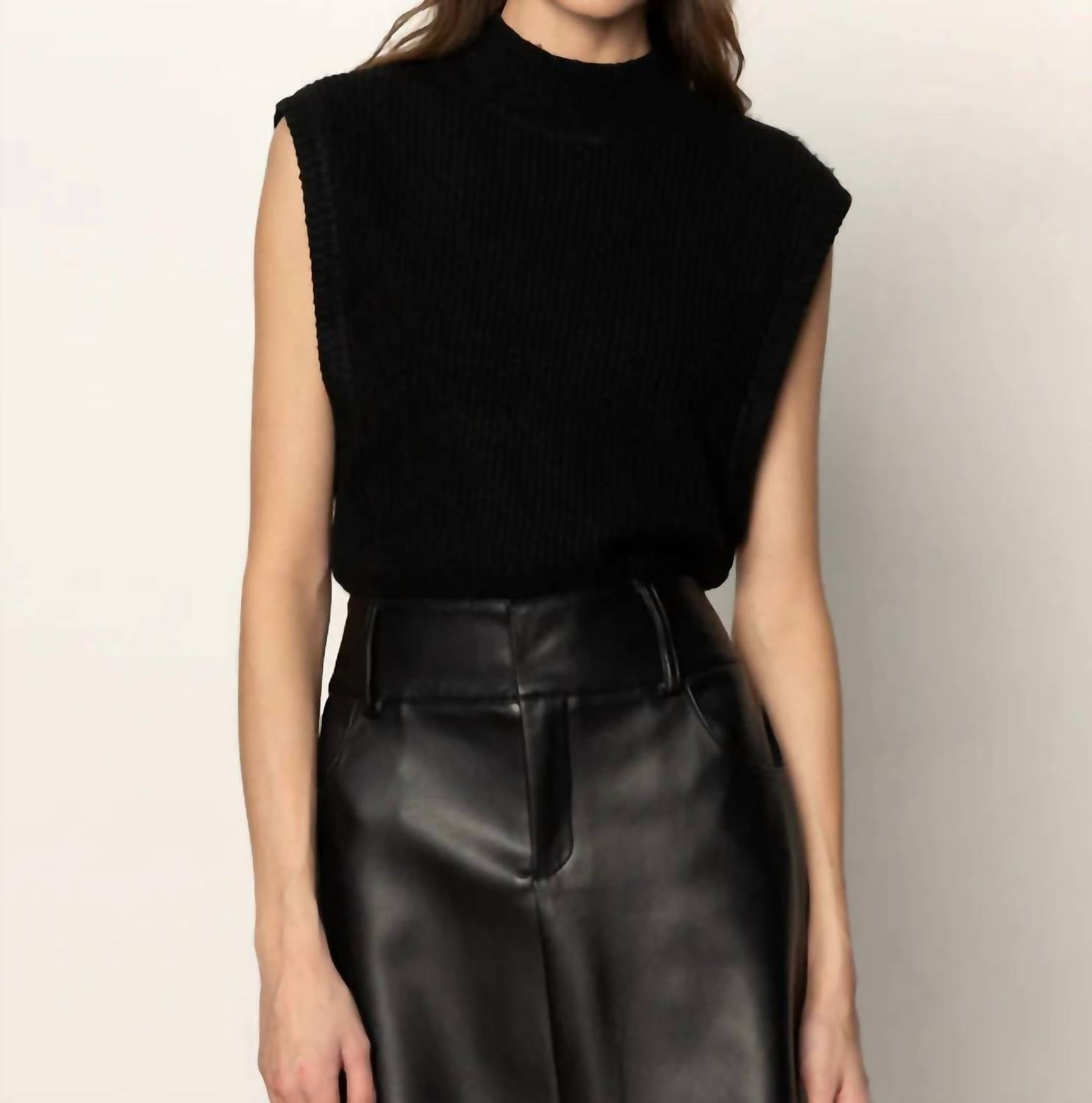Sanctuary City Sweater Shell Top in black - women's sweater
