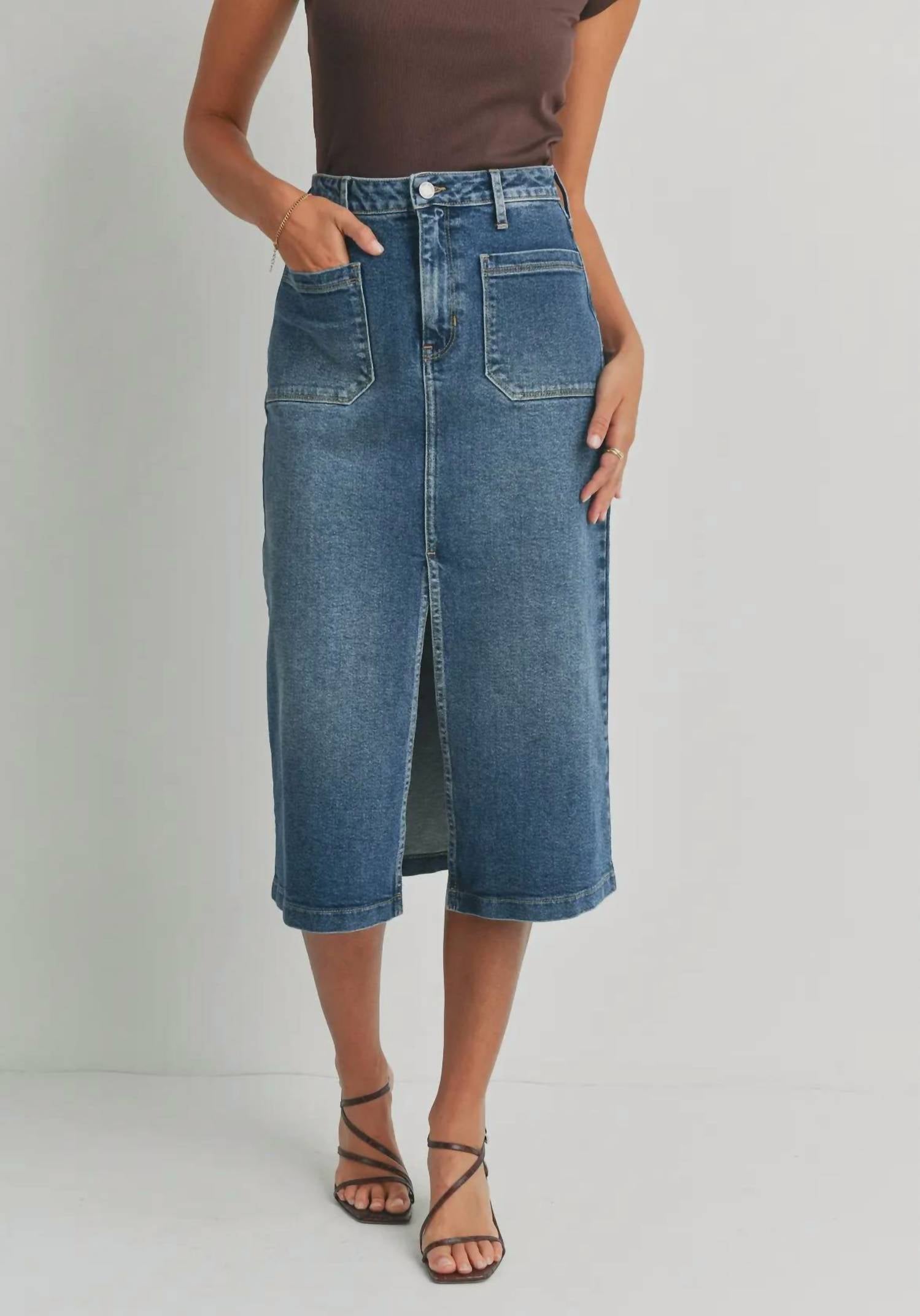 Just Black Denim - Utility Pocket Denim Skirt