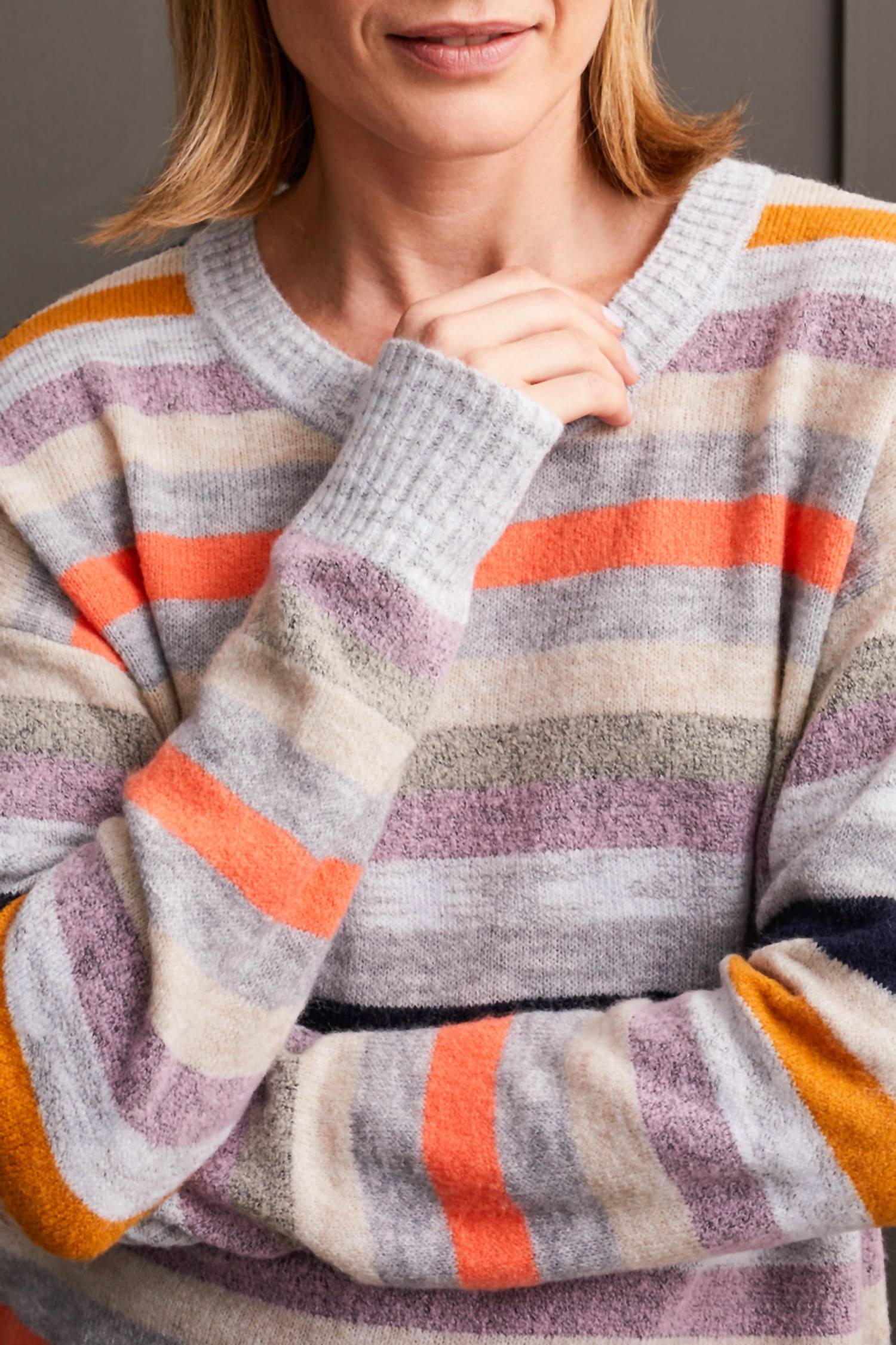 Tribal - Long Sleeve Crew Neck Stripe Sweater
