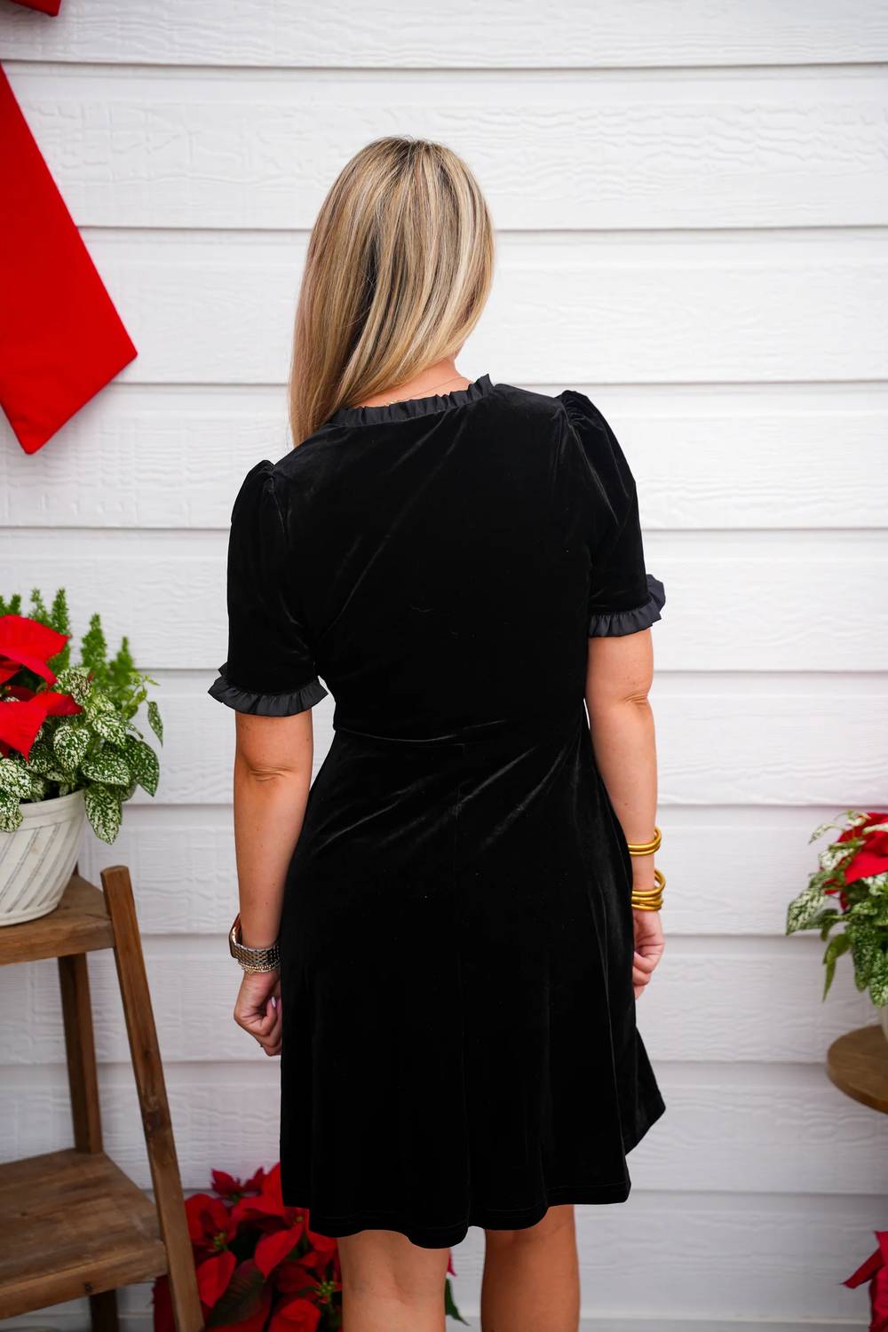 So Me - Velvet Ruffled Mini Dress
