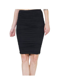 Zenana - Women's Premium Cotton Shirred Pencil Skirt