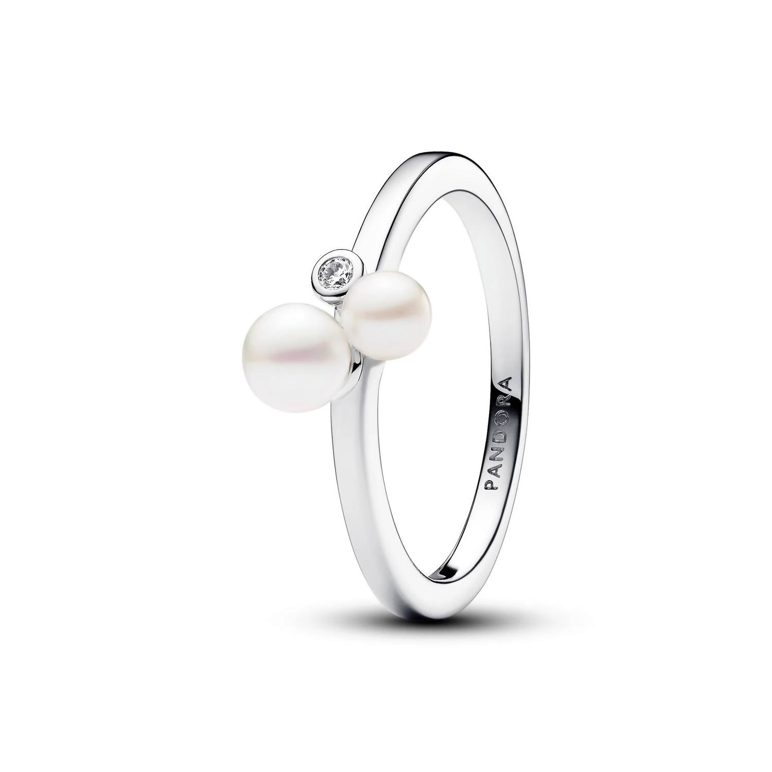 Pandora - Duo Treated Freshwater Cultured Pearl & Pave Ring
