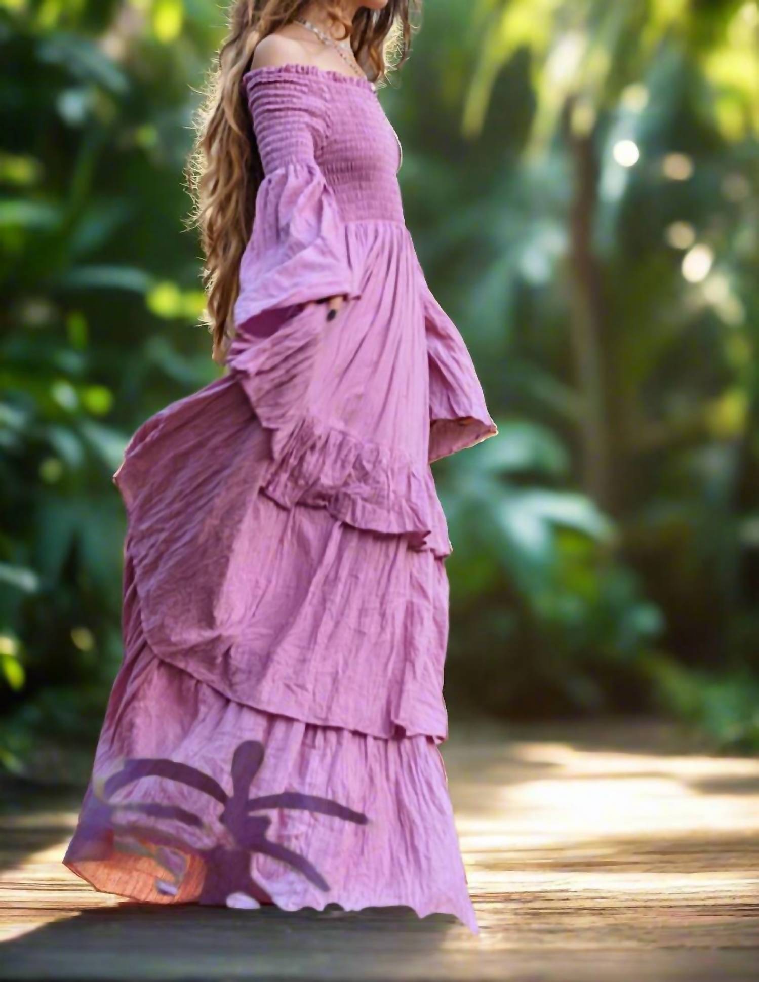 Zinnia Pearl - Women's Sexy Shoulders Maxi Dress