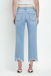 Lovervet - High Rise Straight Leg Distressed Jeans