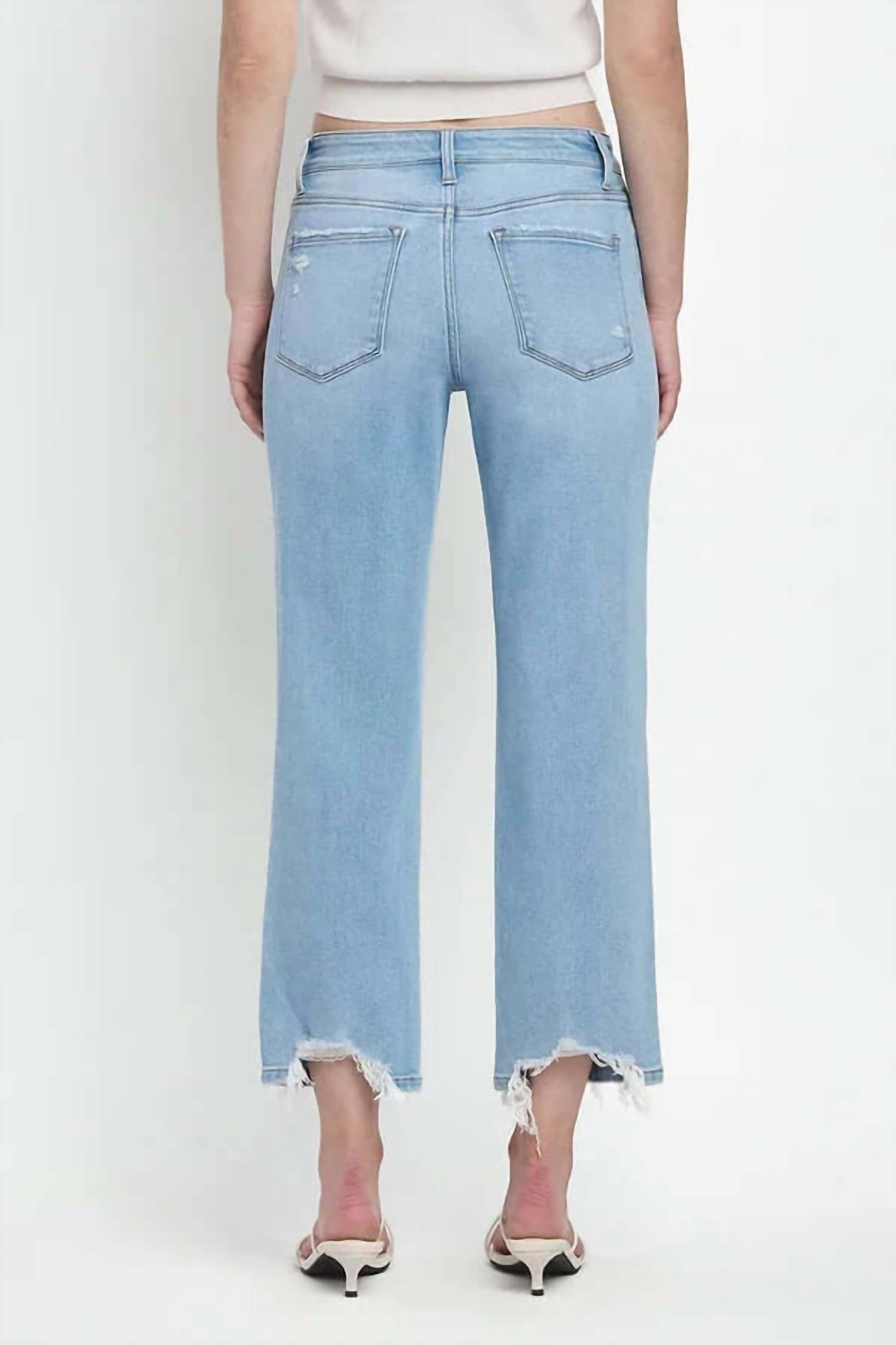 Lovervet - High Rise Straight Leg Distressed Jeans